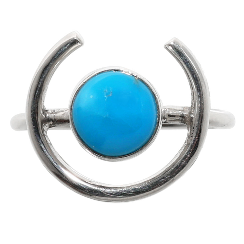 Sleeping Beauty Turquoise 925 Sterling Silver Ring Jewelry Size-20 SR01024