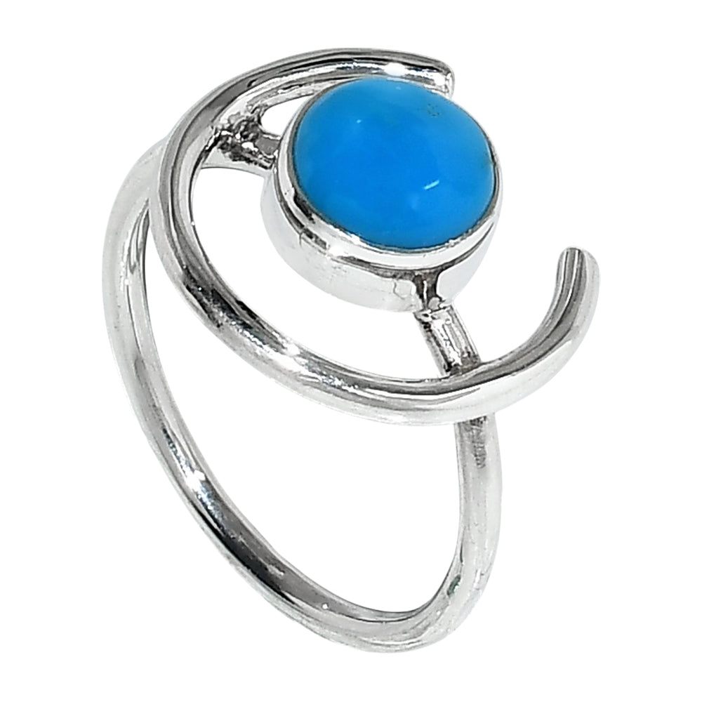 Sleeping Beauty Turquoise 925 Sterling Silver Ring Jewelry Size-20 SR01024