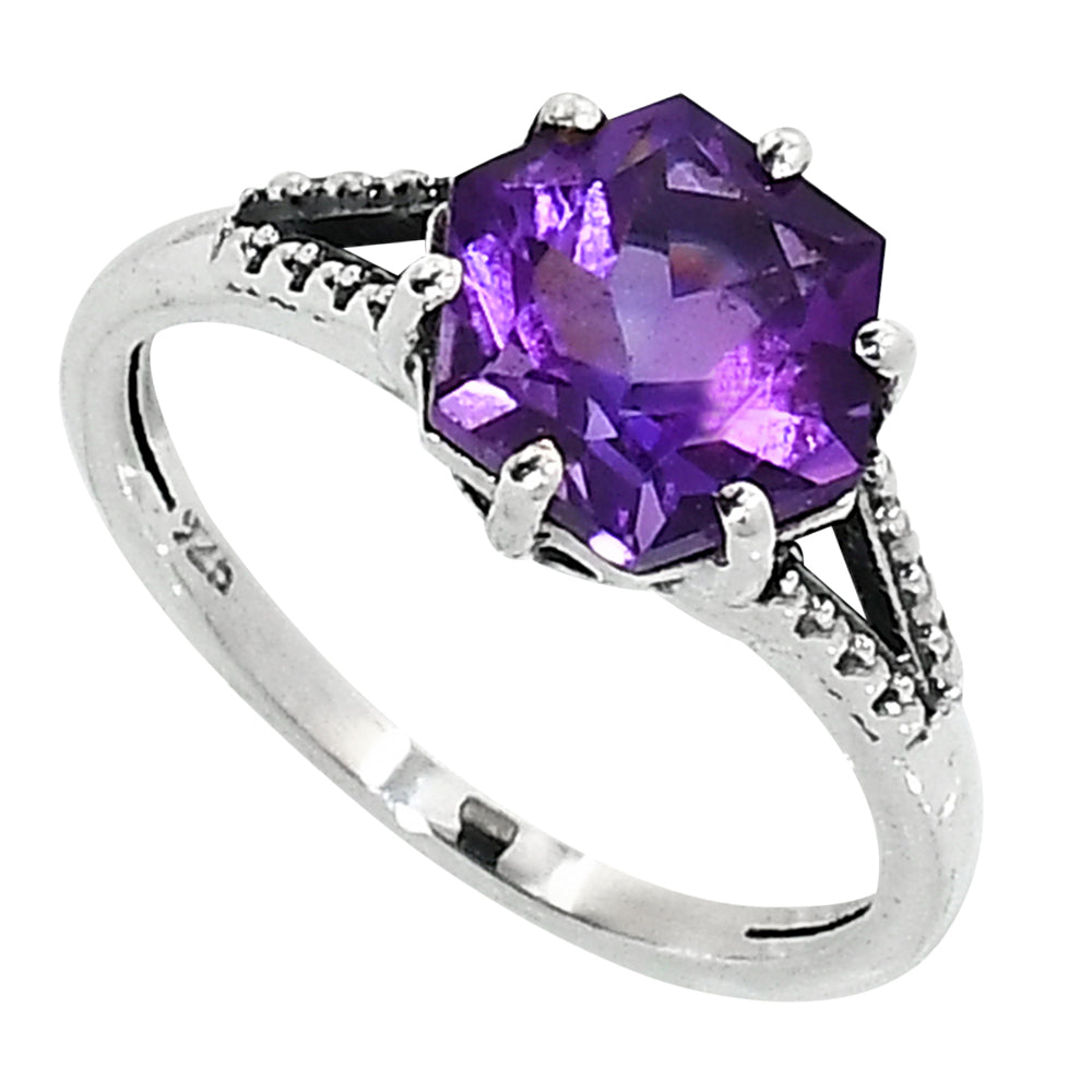 Amethyst 925 Sterling Silver Ring Jewelry Size-14 SR01025