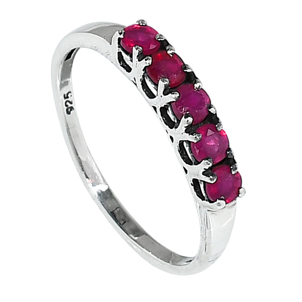 Ruby 925 Sterling Silver Ring Jewelry Size-20 SR01026