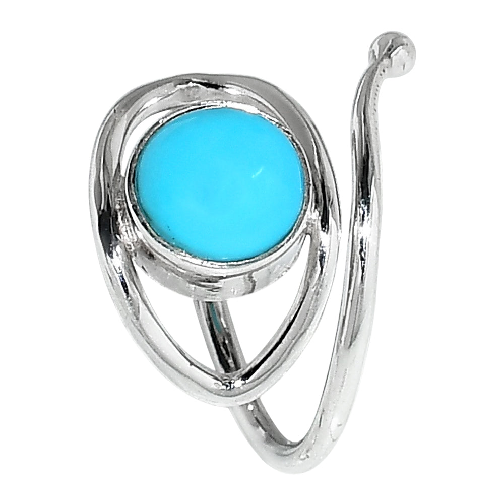 Adjustable Eye - Sleeping Beauty Turquoise 925 Sterling Silver Ring Jewelry Size-14 SR01027