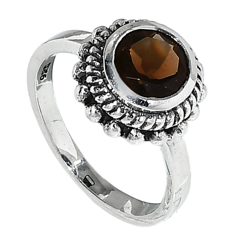 Smoky Quartz 925 Sterling Silver Ring Jewelry Size-12 SR01029