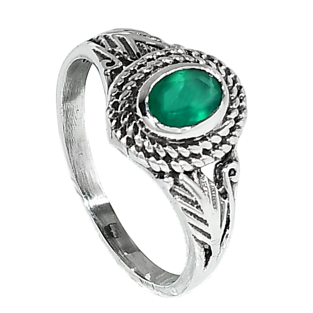 Green Onyx 925 Sterling Silver Ring Jewelry Size-14 SR01032