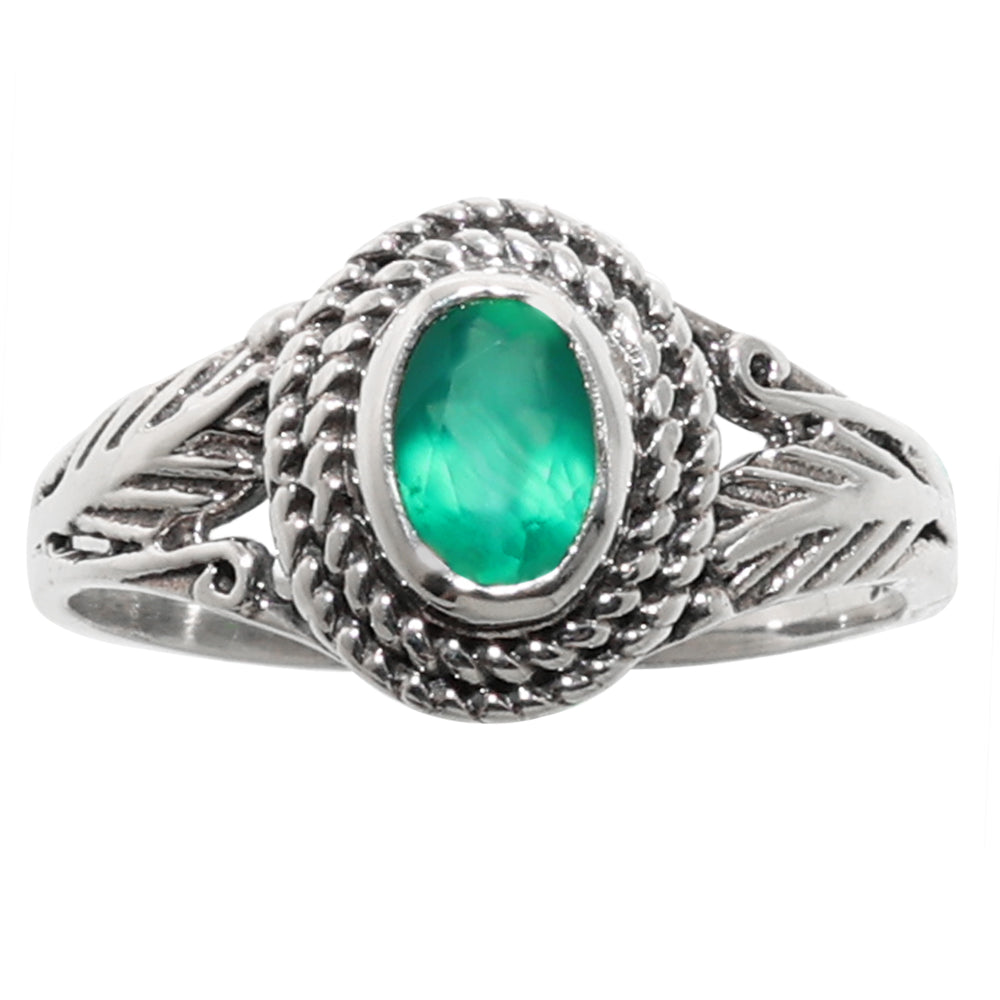 Green Onyx 925 Sterling Silver Ring Jewelry Size-14 SR01032