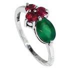 Green Onyx and Garnet 925 Sterling Silver Ring Jewelry Size-12 SR01033