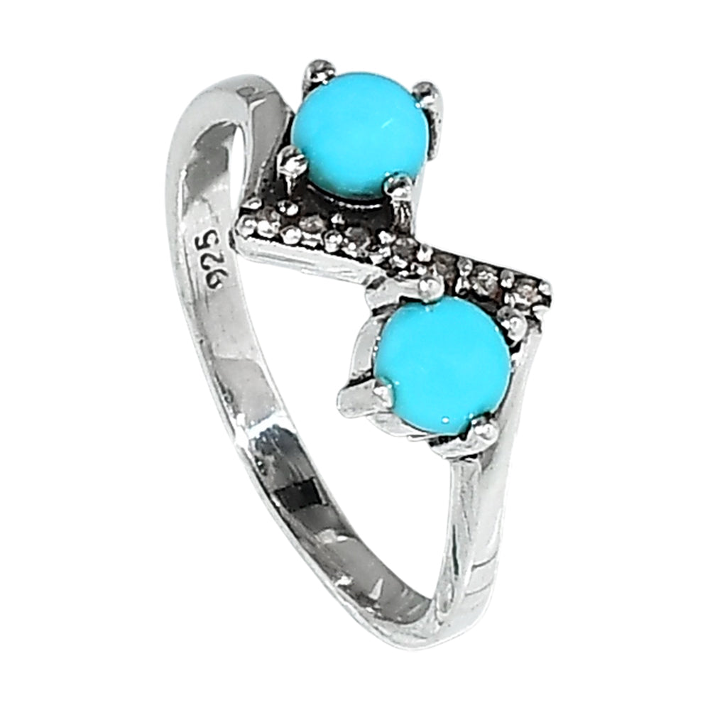 Sleeping Beauty Turquoise 925 Sterling Silver Ring Jewelry Size-9 SR01034