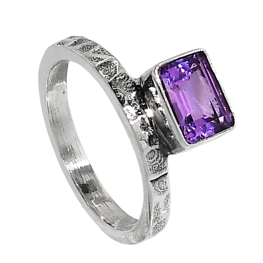 Amethyst 925 Sterling Silver Ring Jewelry Size-9 SR01035
