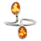 Adjustable - Citrine 925 Sterling Silver Ring Jewelry Size-14 SR01036