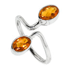 Adjustable - Citrine 925 Sterling Silver Ring Jewelry Size-14 SR01036