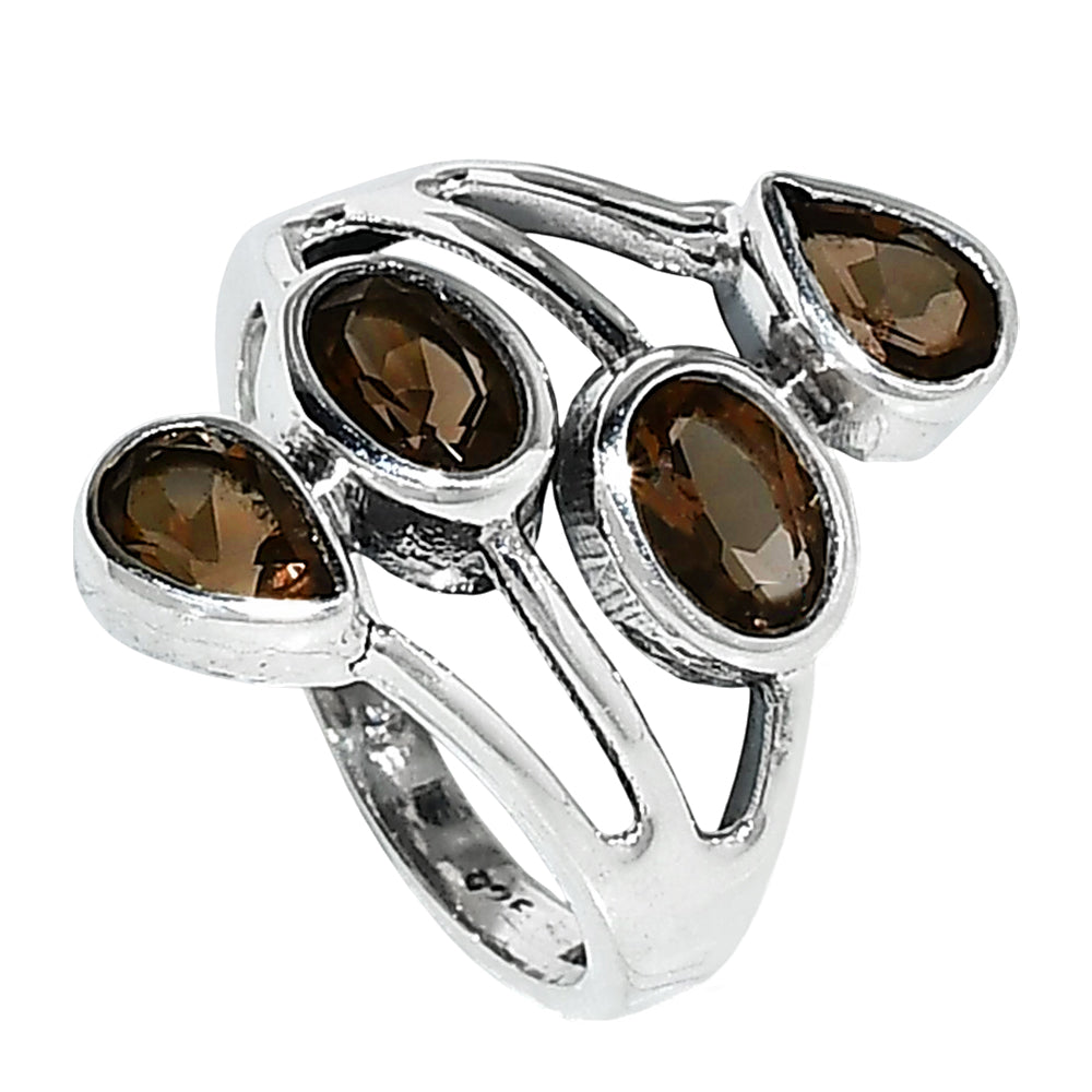 Smoky Quartz 925 Sterling Silver Ring Jewelry Size-12 SR01039