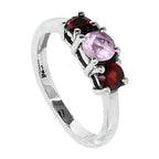 Rose Quartz and Garnet 925 Sterling Silver Ring Jewelry Size-14 SR01042