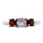 Rose Quartz and Garnet 925 Sterling Silver Ring Jewelry Size-14 SR01042