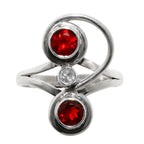 Hessonite Garnet and Sky Blue Topaz 925 Sterling Silver Ring Jewelry Size-22 SR01045