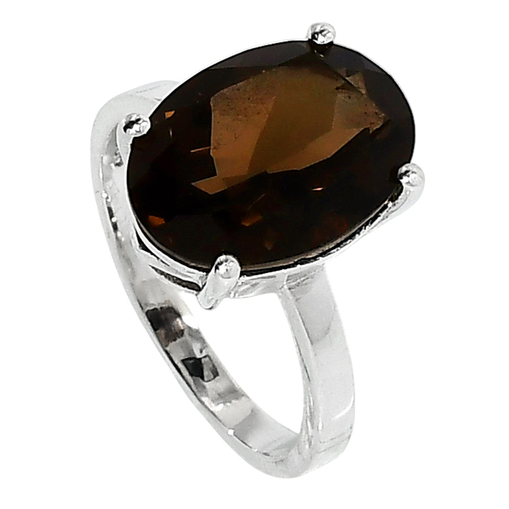 Smoky Quartz 925 Sterling Silver Ring Jewelry Size-14 SR01046
