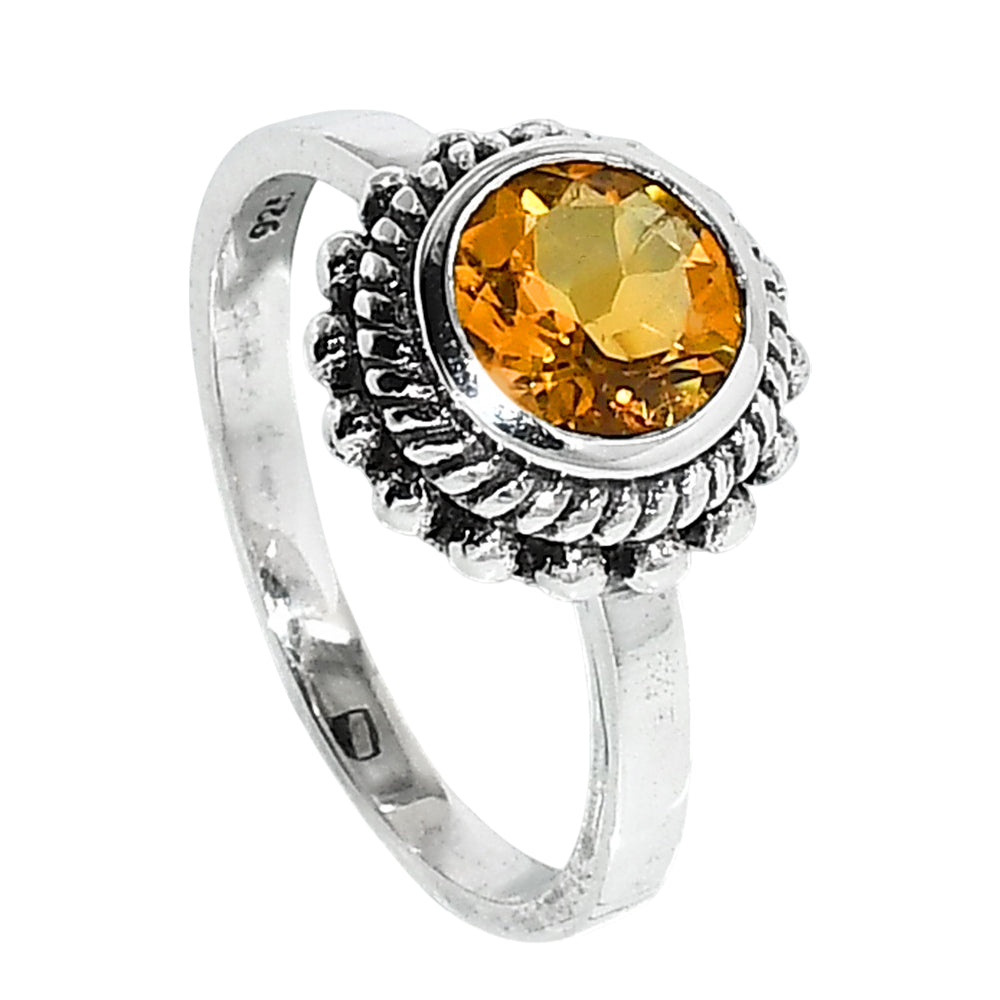 Citrine 925 Sterling Silver Ring Jewelry Size-17 SR01047