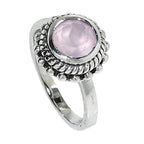 Rose Quartz 925 Sterling Silver Ring Jewelry Size-12 SR01048
