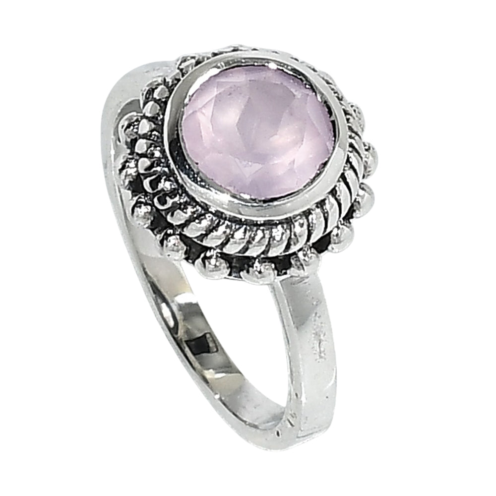Rose Quartz 925 Sterling Silver Ring Jewelry Size-12 SR01048