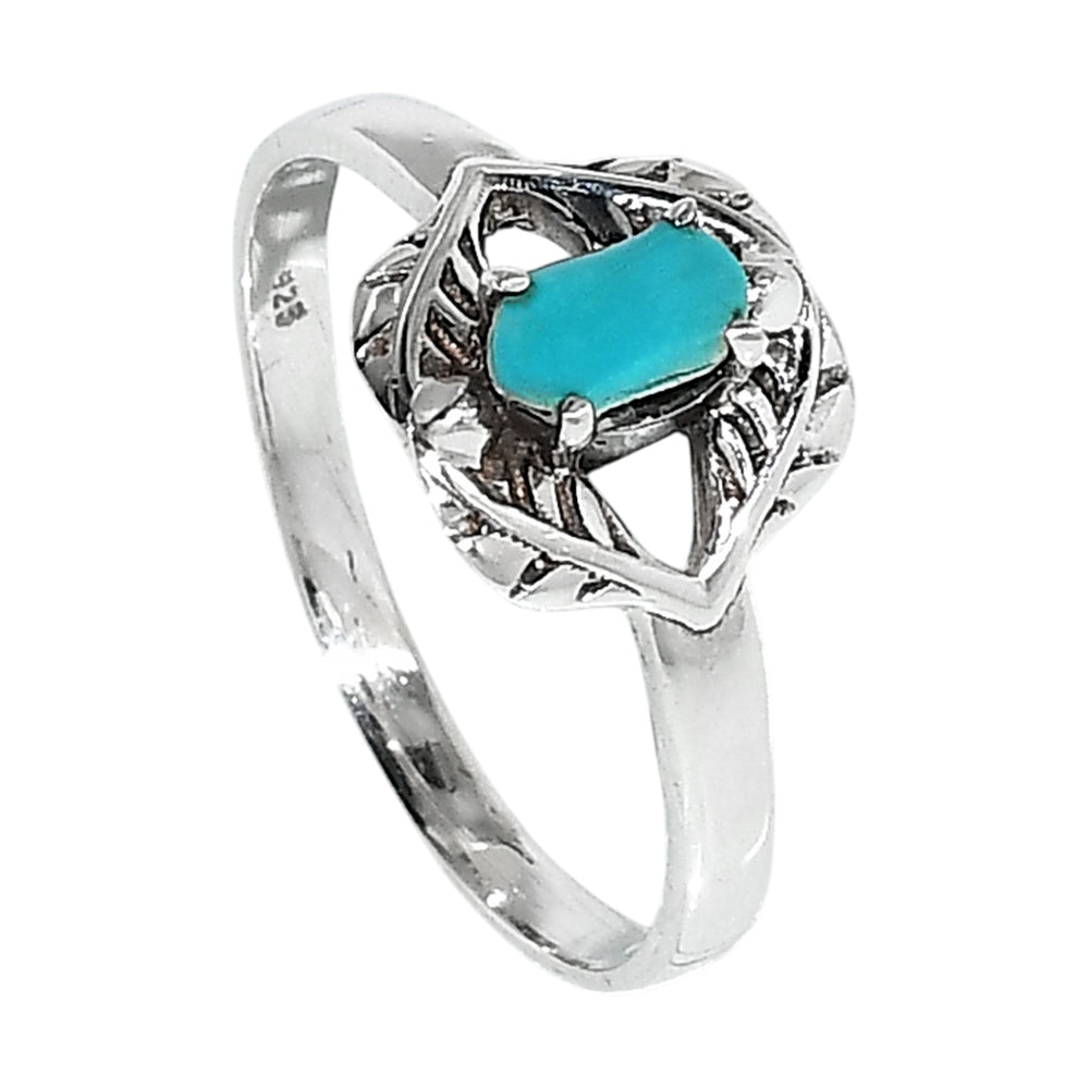 Leaf - Sleeping Beauty Turquoise 925 Sterling Silver Ring Jewelry Size-20 SR01049
