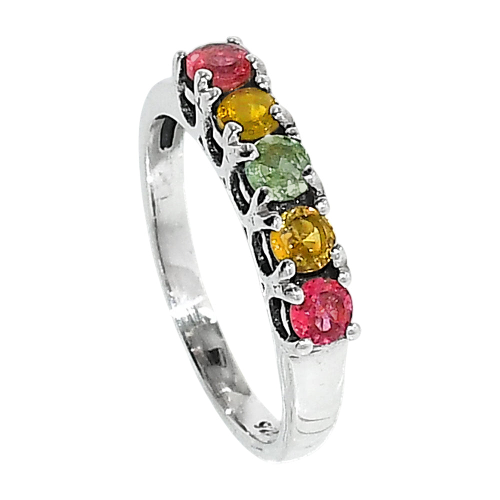Multi Tourmaline 925 Sterling Silver Ring Jewelry Size-10 SR01050