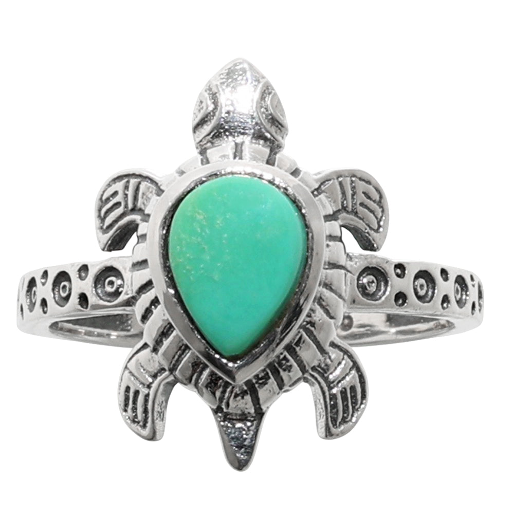 Tortoise - Sleeping Beauty Turquoise 925 Sterling Silver Ring Jewelry Size-17 SR01052