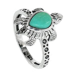 Tortoise - Sleeping Beauty Turquoise 925 Sterling Silver Ring Jewelry Size-17 SR01052
