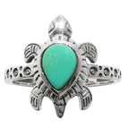Tortoise - Sleeping Beauty Turquoise 925 Sterling Silver Ring Jewelry Size-17 SR01052
