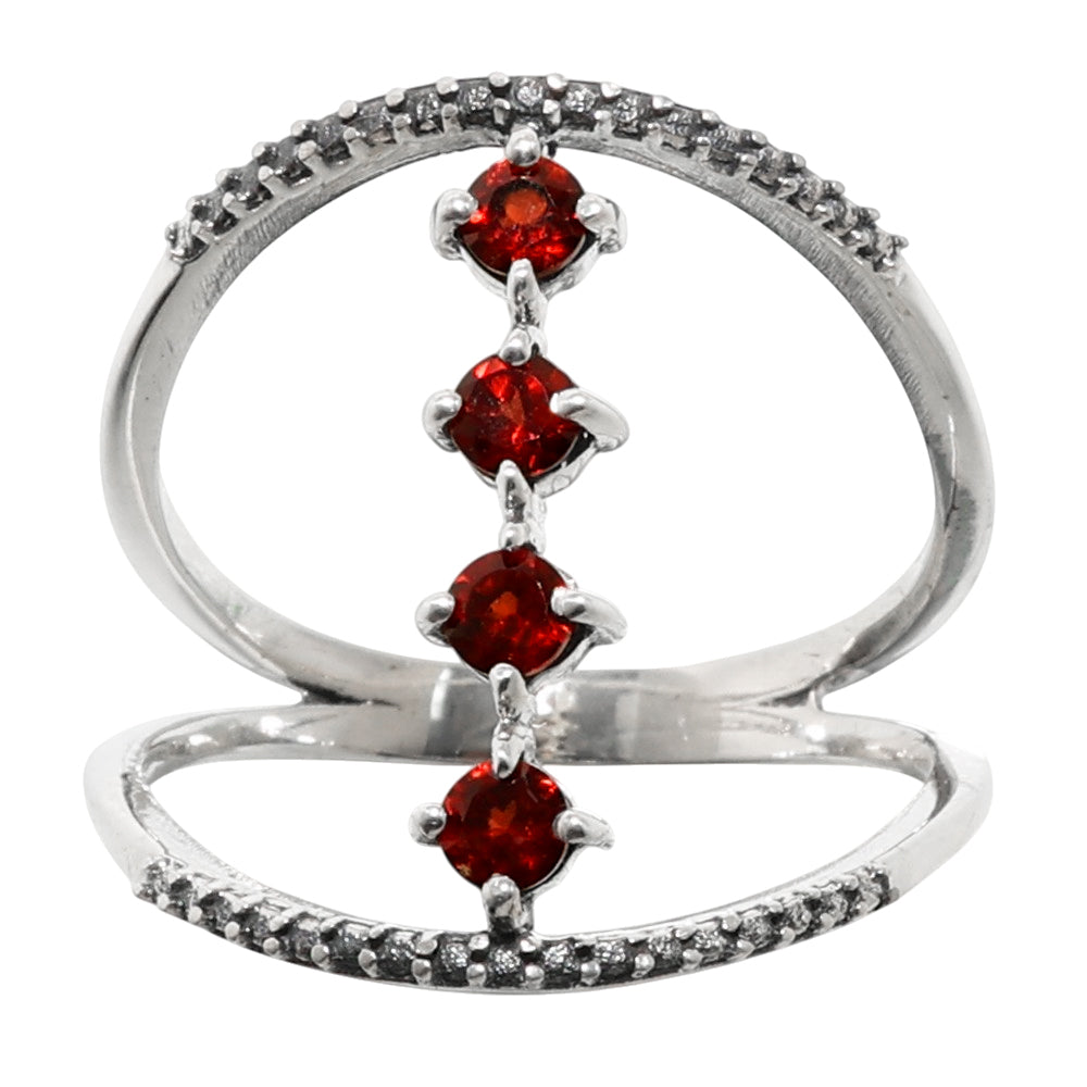 Hessonite Garnet and Hessonite Garnet 925 Sterling Silver Ring Jewelry Size-20 SR01053