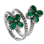 Floral - Green Onyx 925 Sterling Silver Ring Jewelry Size-12 SR01055