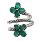 Floral - Green Onyx 925 Sterling Silver Ring Jewelry Size-12 SR01055