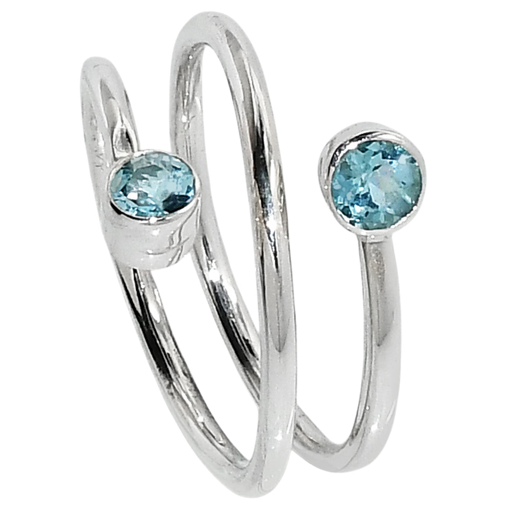 Spiral - Sky Blue Topaz 925 Sterling Silver Ring Jewelry Size-17 SR01056