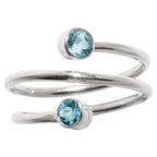 Spiral - Sky Blue Topaz 925 Sterling Silver Ring Jewelry Size-17 SR01056