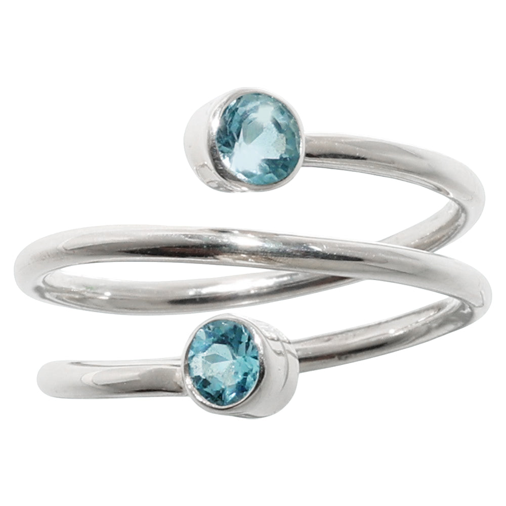 Spiral - Sky Blue Topaz 925 Sterling Silver Ring Jewelry Size-17 SR01056