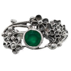 Floral - Green Onyx 925 Sterling Silver Ring Jewelry Size-17 SR01058