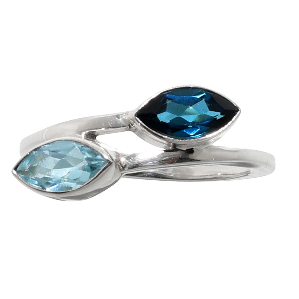 Sky Blue Topaz and London Blue Topaz 925 Sterling Silver Ring Jewelry Size-12 SR01060