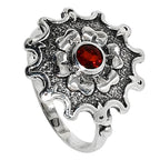 Hessonite Garnet 925 Sterling Silver Ring Jewelry Size-17 SR01061