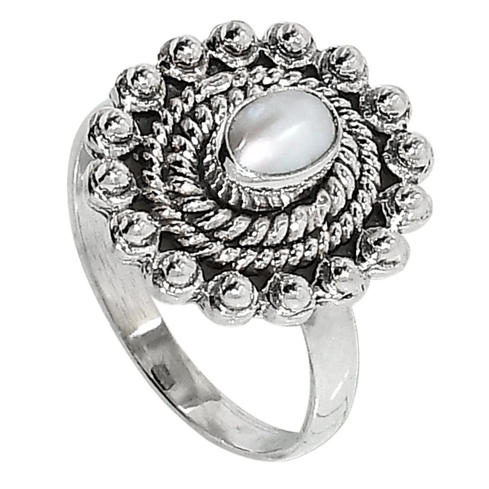 Natural Fresh Water Pearl 925 Sterling Silver Ring Jewelry Size-12 SR01065
