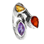 Mandarin Citrine, Amethyst & Citrine 925 Sterling Silver Ring Jewelry Size-14 SR01066