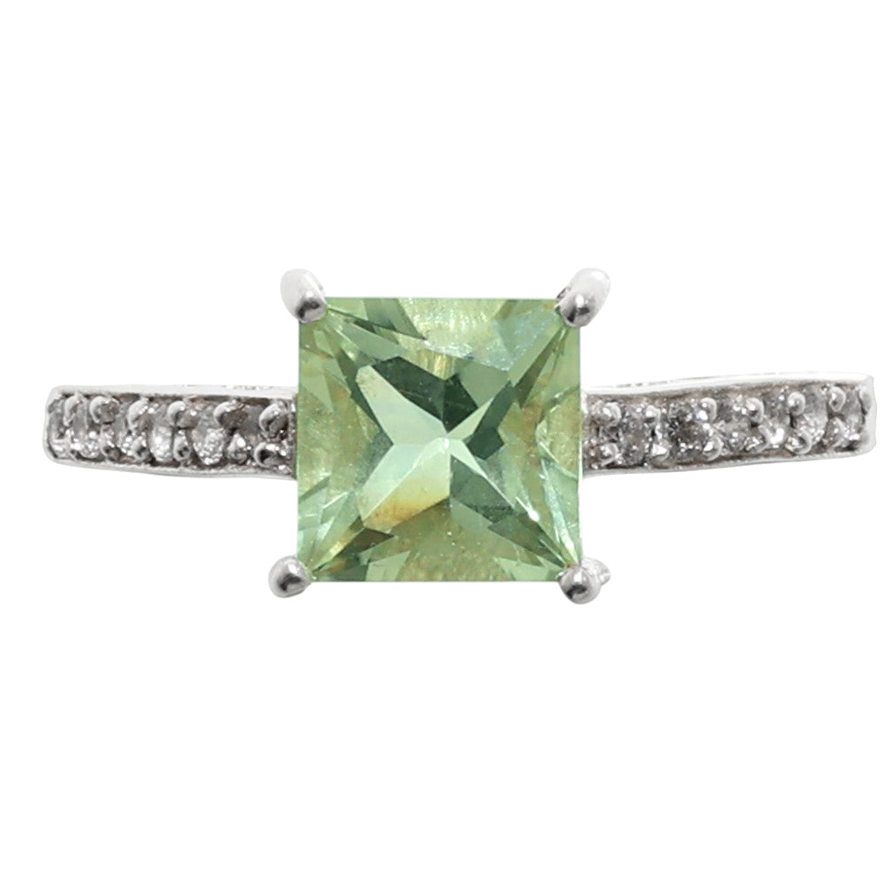 Prasiolite (Green Amethyst) 925 Sterling Silver Ring Jewelry Size-20 SR01068