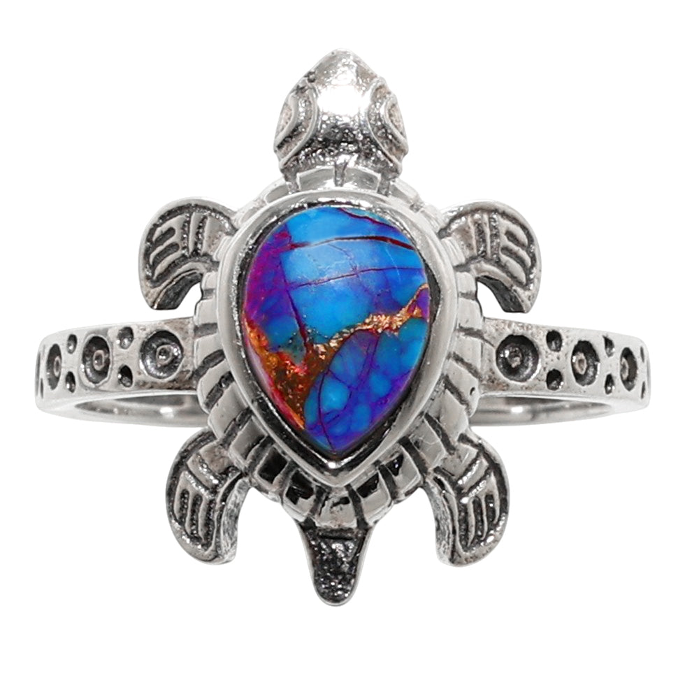 Tortoise - Kingman Purple Dahlia Turquoise 925 Sterling Silver Ring Jewelry Size-16 SR01079