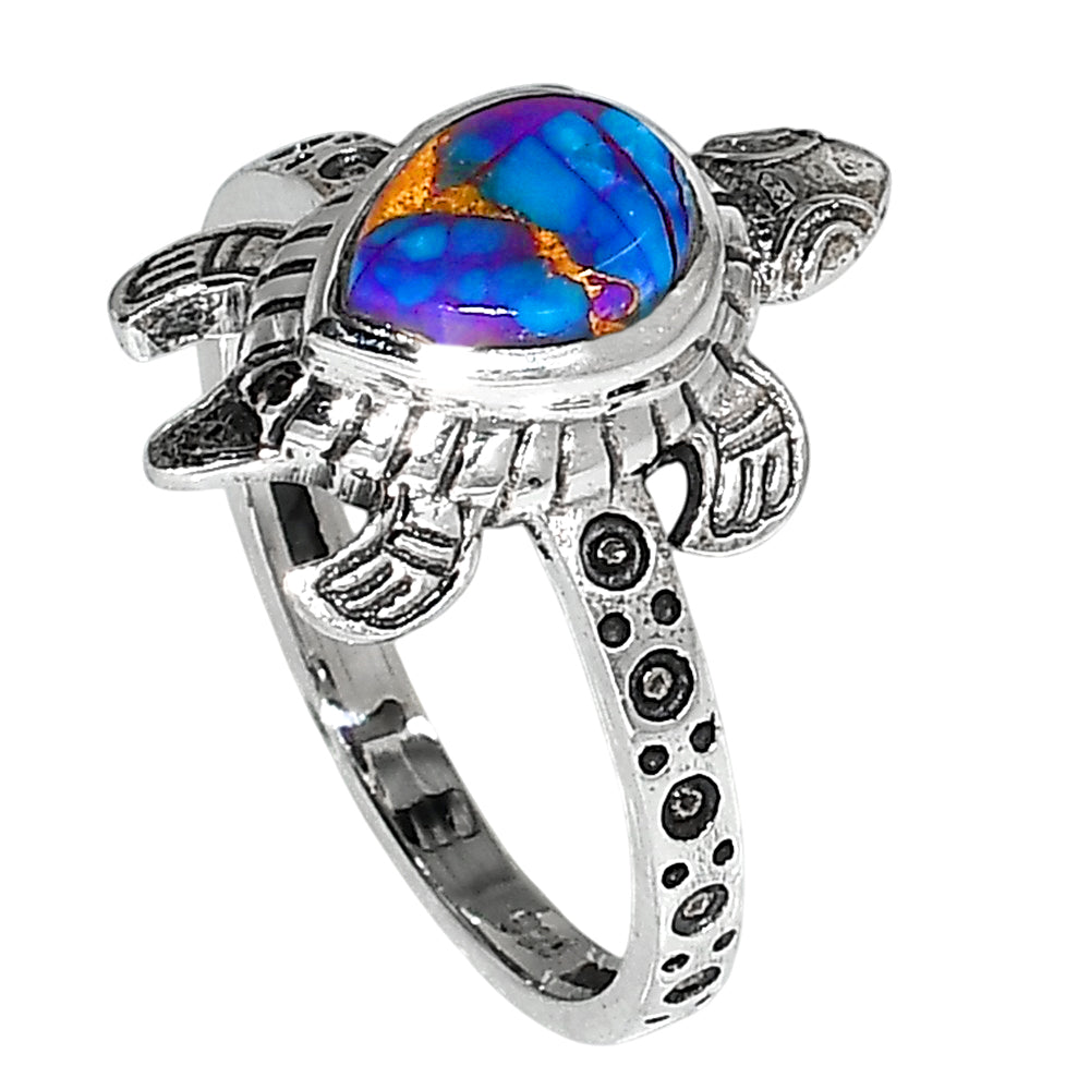 Tortoise - Kingman Purple Dahlia Turquoise 925 Sterling Silver Ring Jewelry Size-16 SR01079