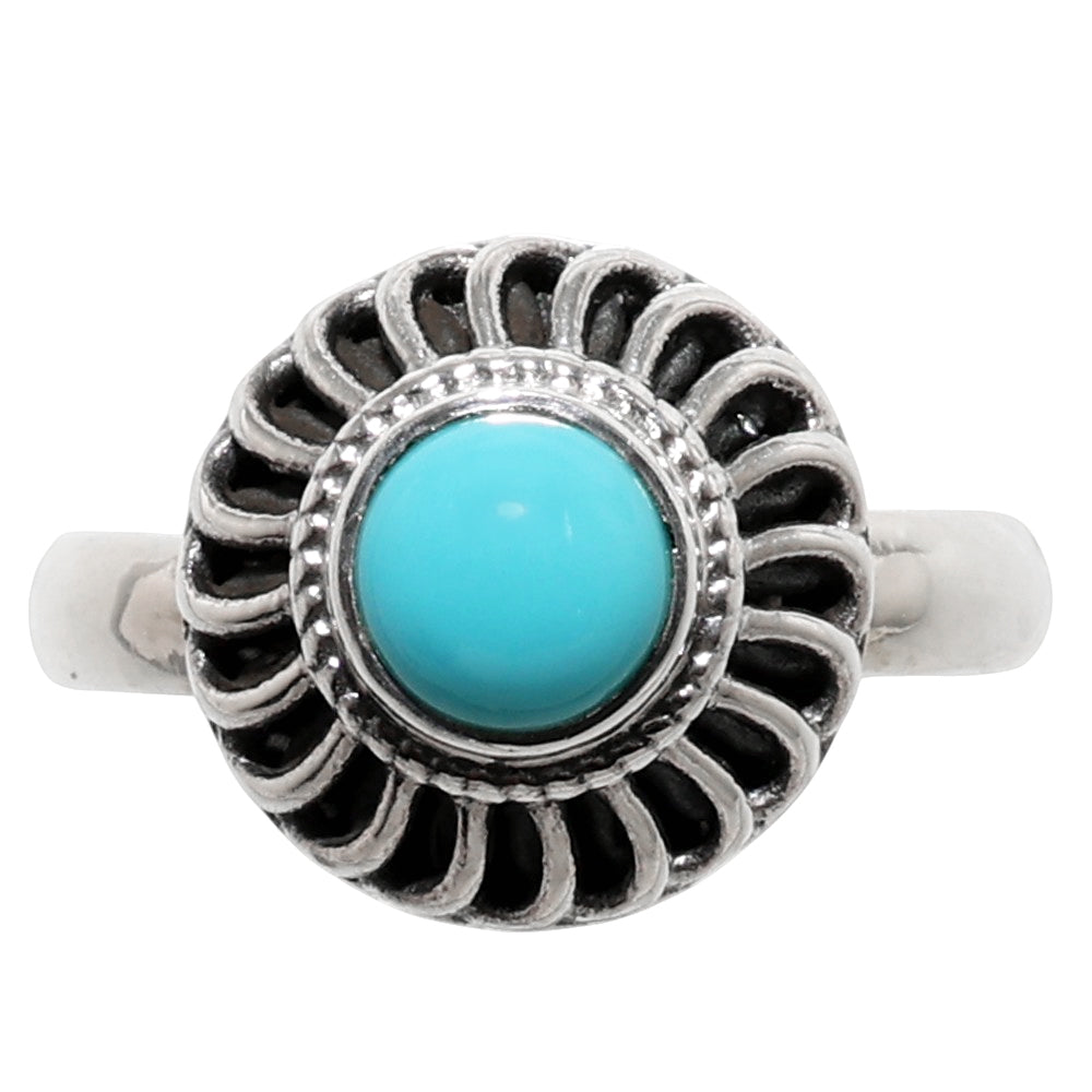 Sleeping Beauty Turquoise 925 Sterling Silver Ring Jewelry Size-18 SR01080