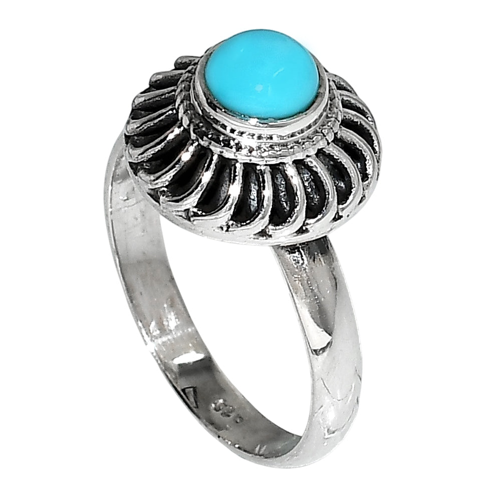 Sleeping Beauty Turquoise 925 Sterling Silver Ring Jewelry Size-18 SR01080