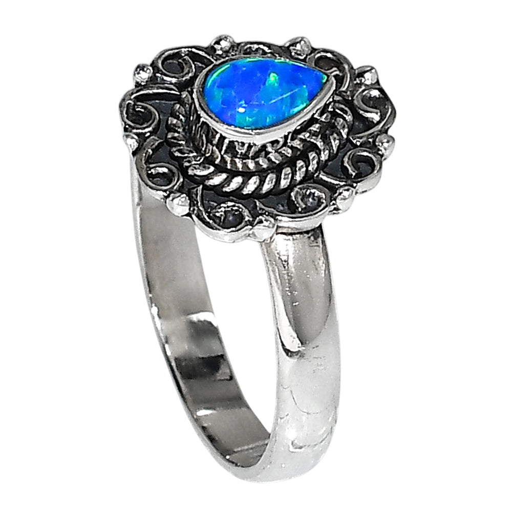 Fire Opal 925 Sterling Silver Ring Jewelry Size-17 SR01081