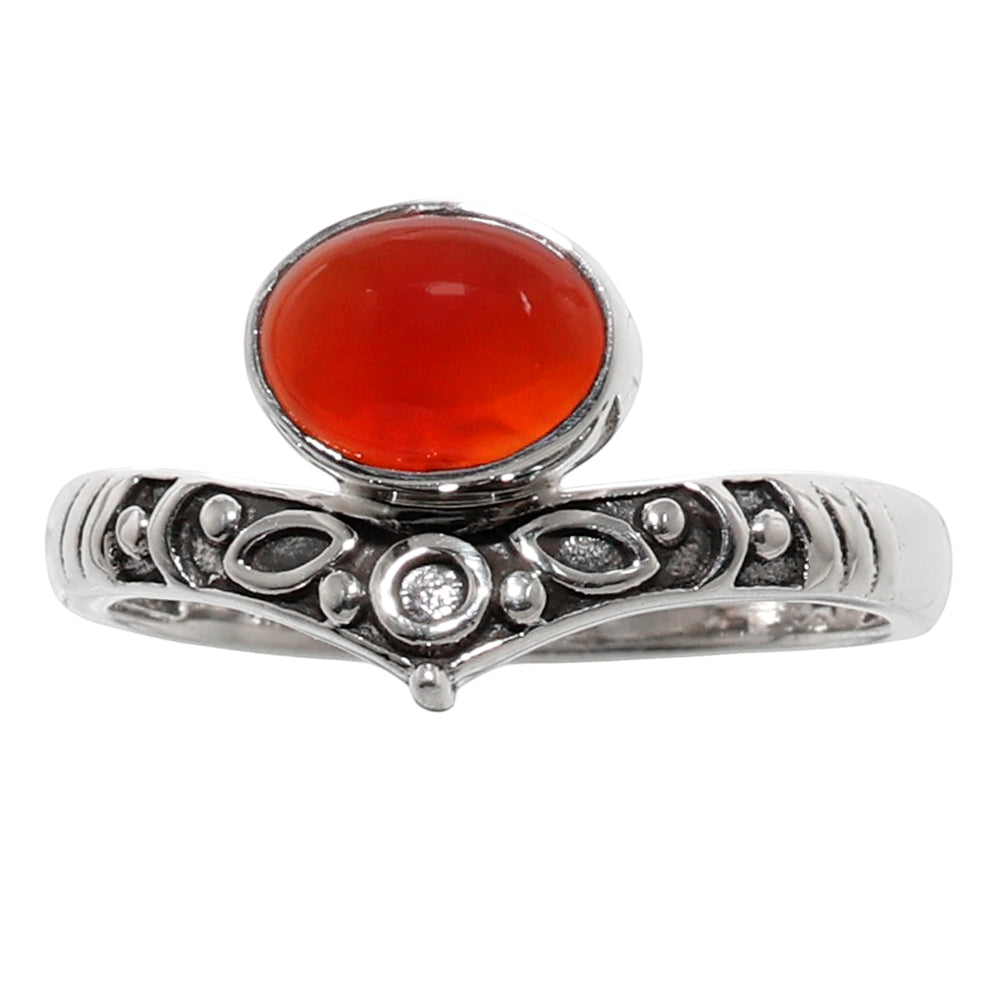 Carnelian 925 Sterling Silver Ring Jewelry Size-20 SR01083