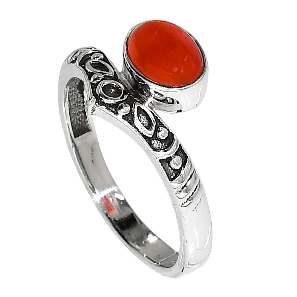 Carnelian 925 Sterling Silver Ring Jewelry Size-20 SR01083
