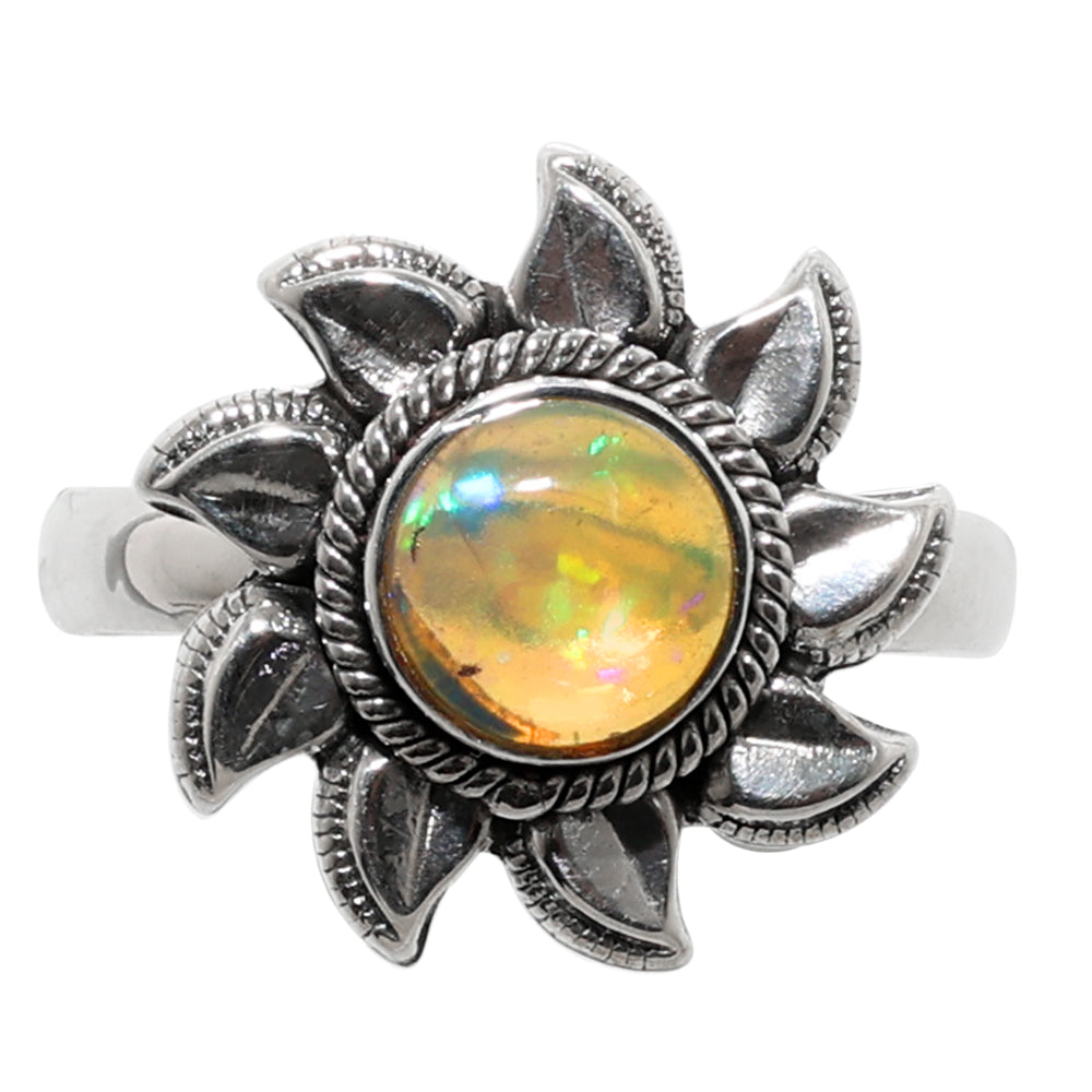 Sun - Ethiopian Opal 925 Sterling Silver Ring Jewelry Size-18 SR01084