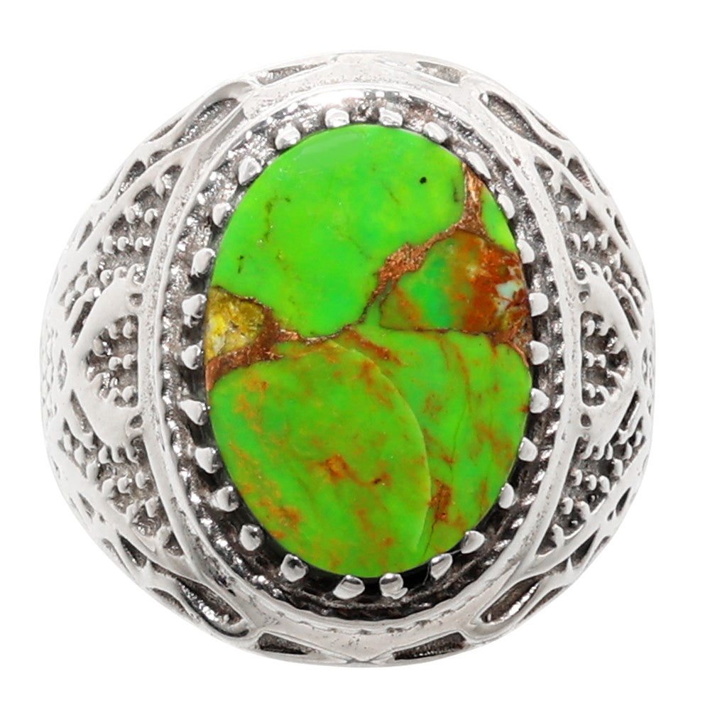 Copper Green Turquoise 925 Sterling Silver Ring Jewelry Size-14 SR01088