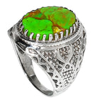 Copper Green Turquoise 925 Sterling Silver Ring Jewelry Size-14 SR01088
