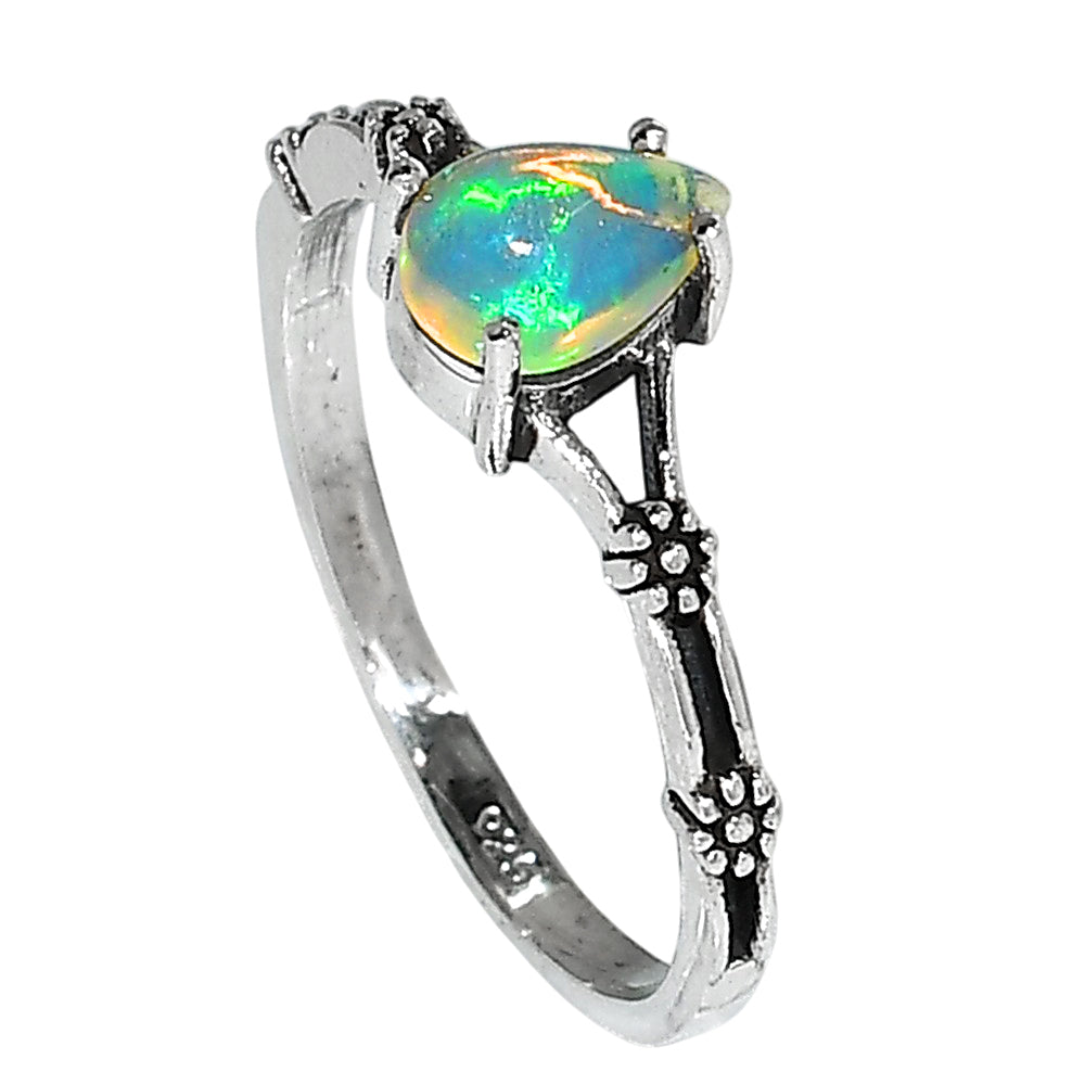Ethiopian Opal 925 Sterling Silver Ring Jewelry Size-14 SR01090