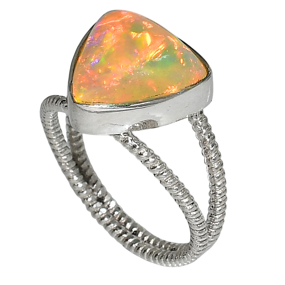 Ethiopian Opal 925 Sterling Silver Ring Jewelry Size-17 SR01092